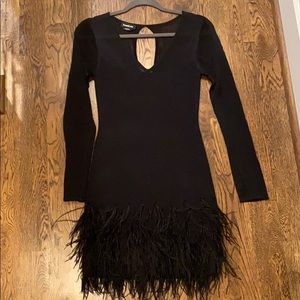 Bebe Black Long Sleeve Mini Dress, Size S